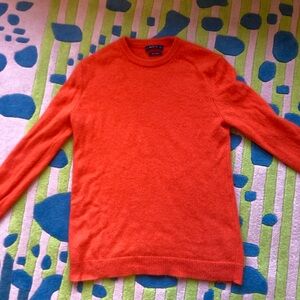 Zara Bright Orange 100% Cashmere Sweater Crewneck Size Medium M